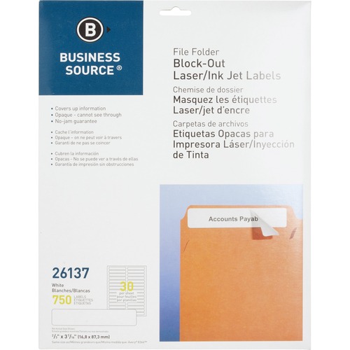 Business Source Block-out File Folder Labels