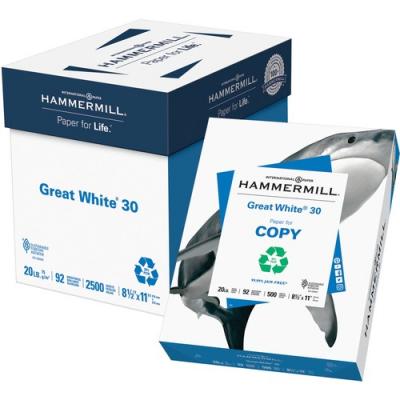 Hammermill Great White Laser, Inkjet Copy & Multipurpose Paper - White - Recycled - 30% Recycled Content