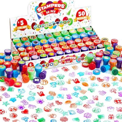 JOYIN 50 Pcs Assorted Stamps for Kids - Self-Ink Stamps with 50 Designs