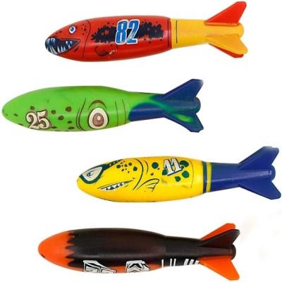 Diving Pool Toy Underwater Swimming Throwing Diving Torpedo Shark,4 Pack